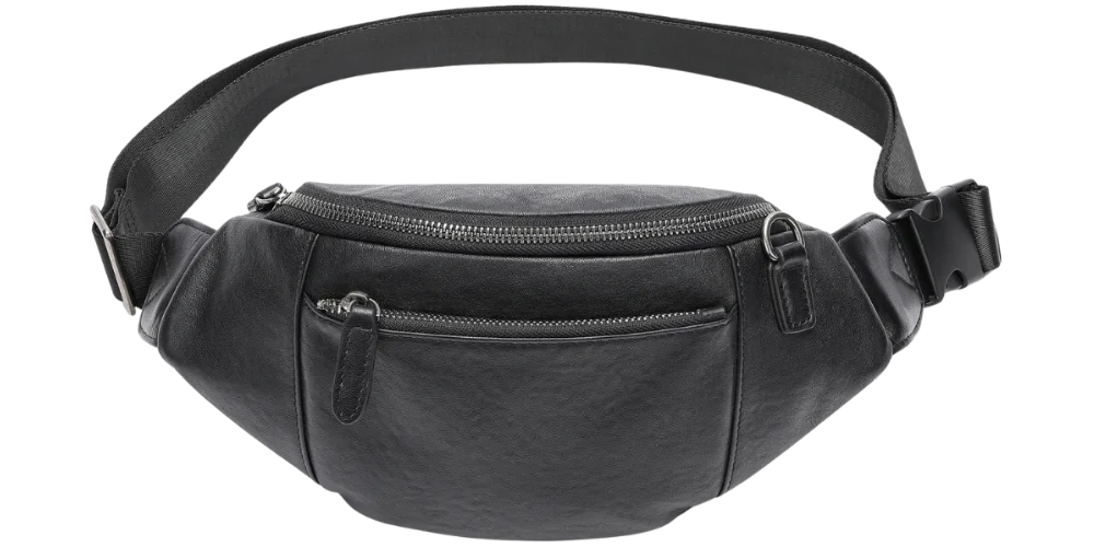 produit sac banane en cuir noir souple Image