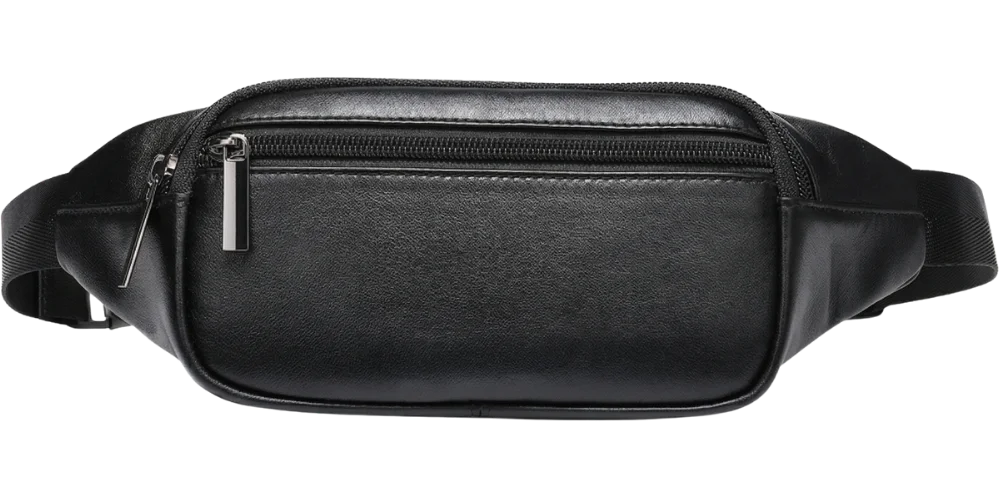 produit sac banane noir cuir de mouton Image