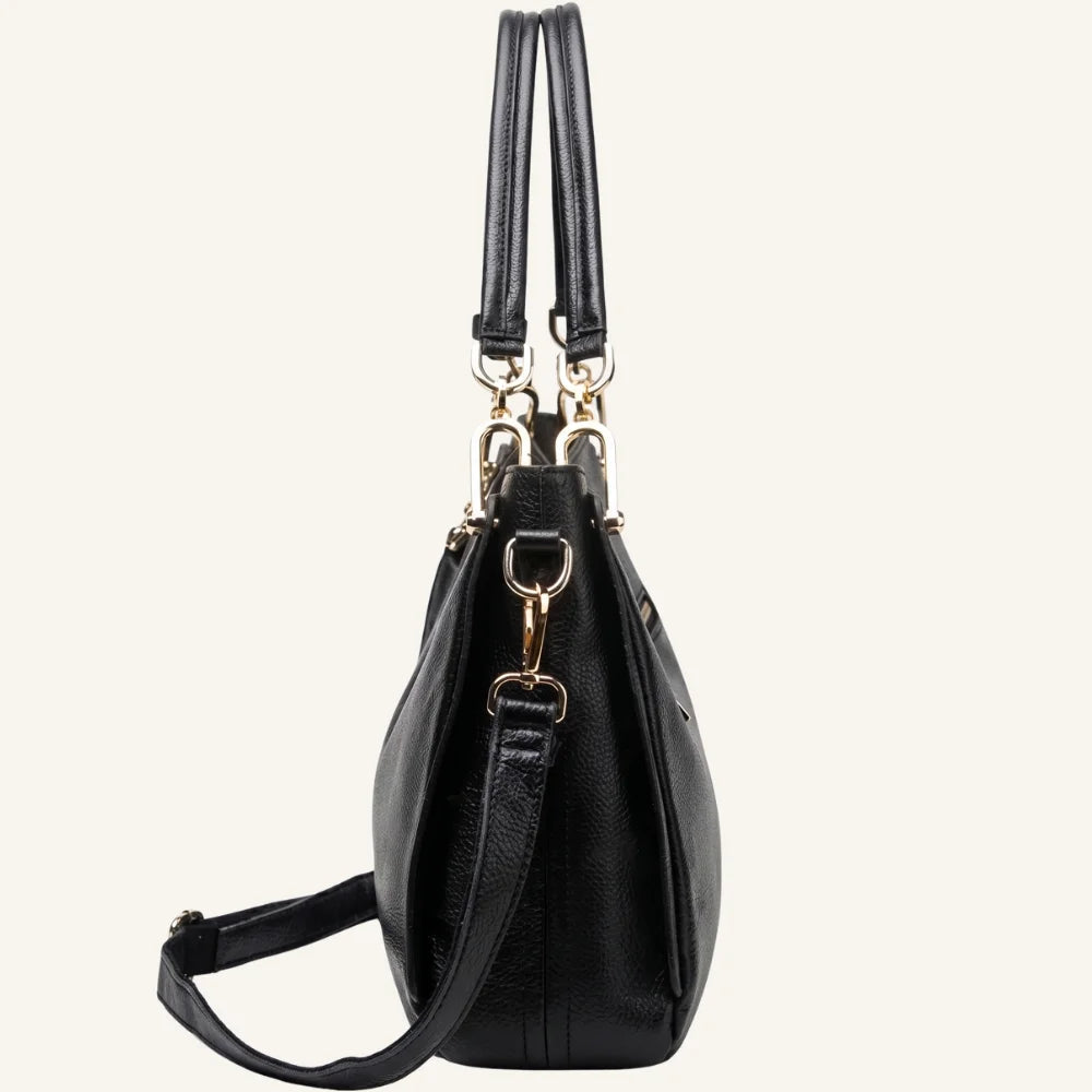 sac à main bandoulière cuir noir côté