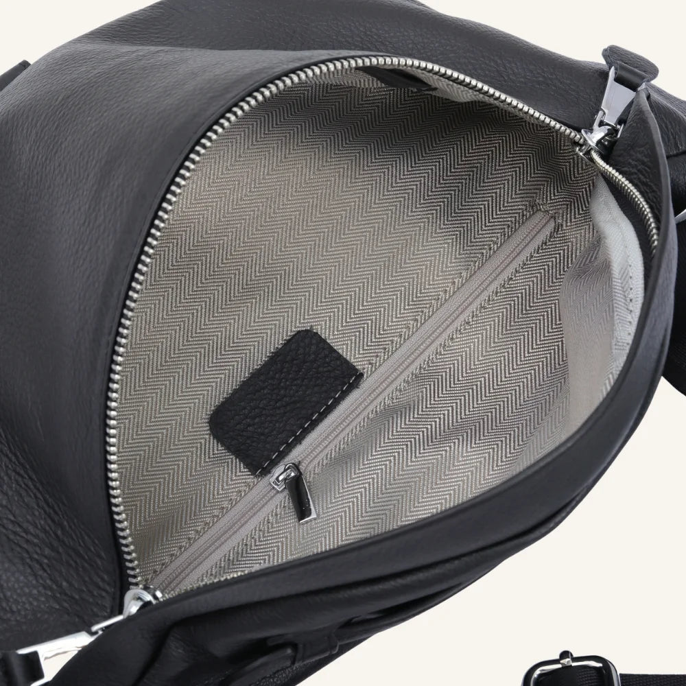 sac banane bandoulière cuir femme dessus