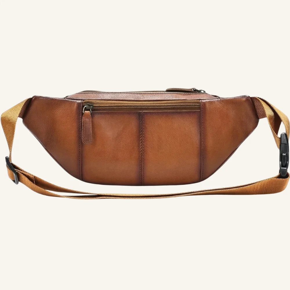 sac banane cuir camel vintage arrière