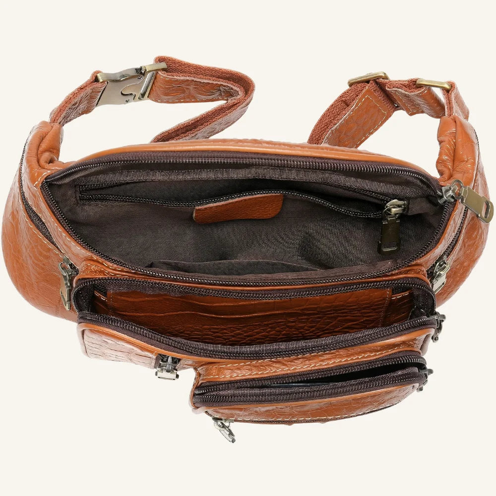 sa banane cuir croco marron dessus
