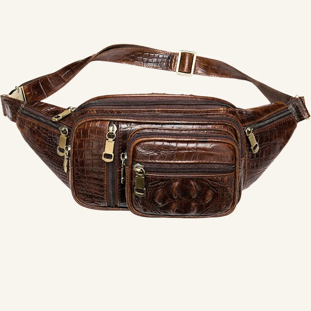 sa banane cuir croco marron foncé