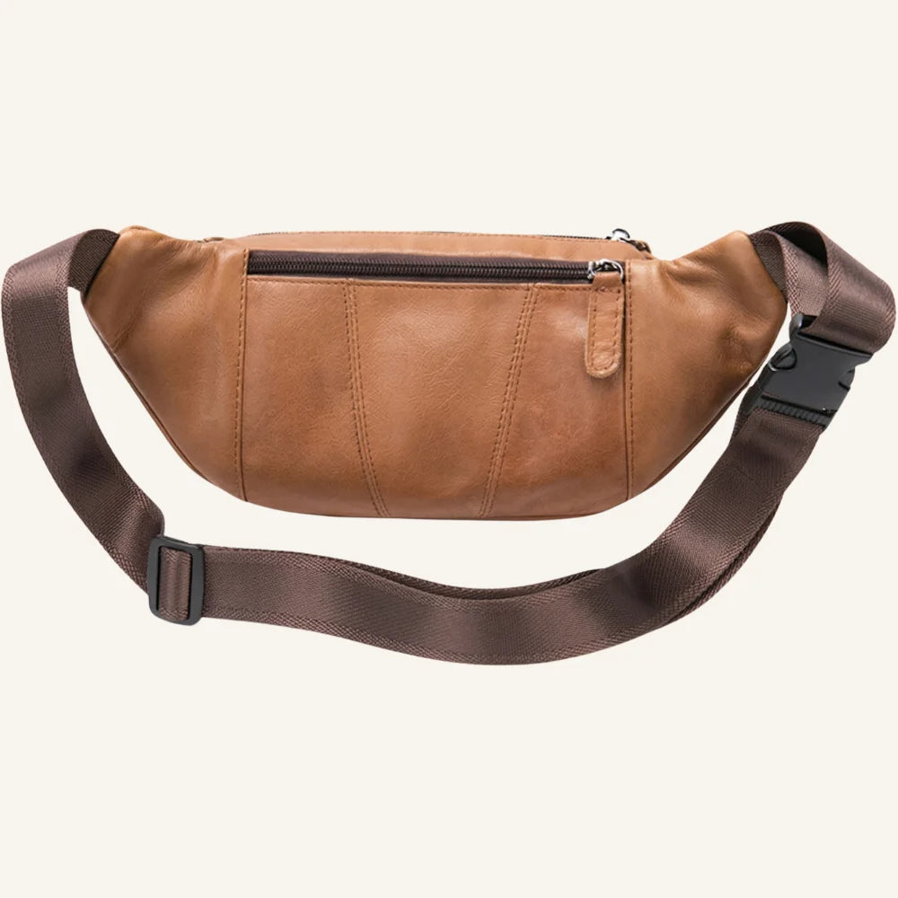 sac banane cuir marron arrière