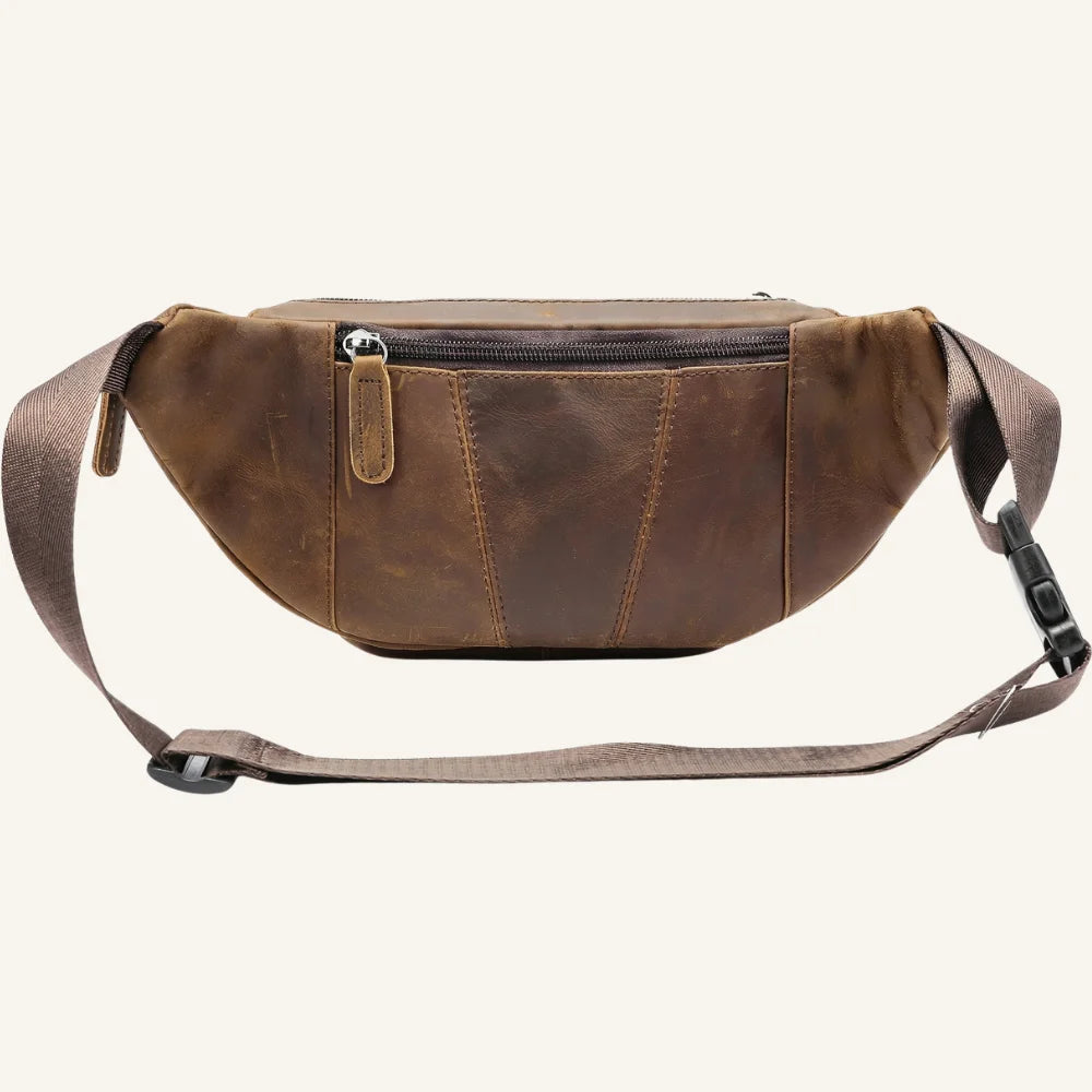 sac banane cuir marron vintage arrière