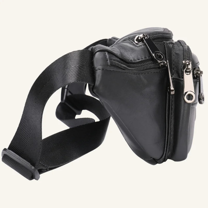 sac banane cuir multipoches côté