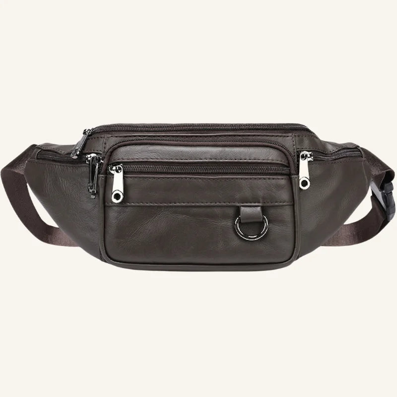 sac banane cuir multipoches marron