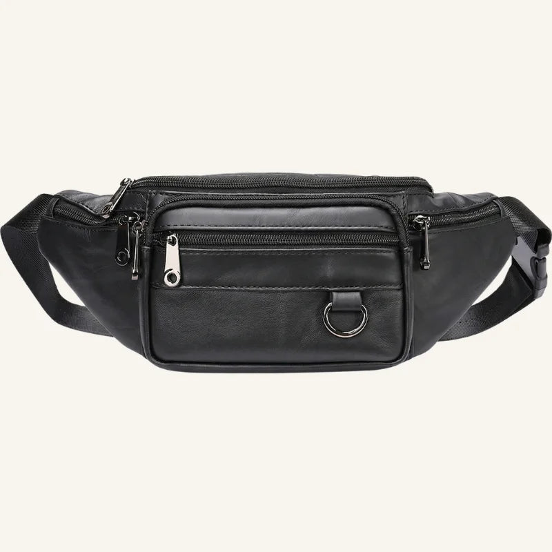 sac banane cuir multipoches noir