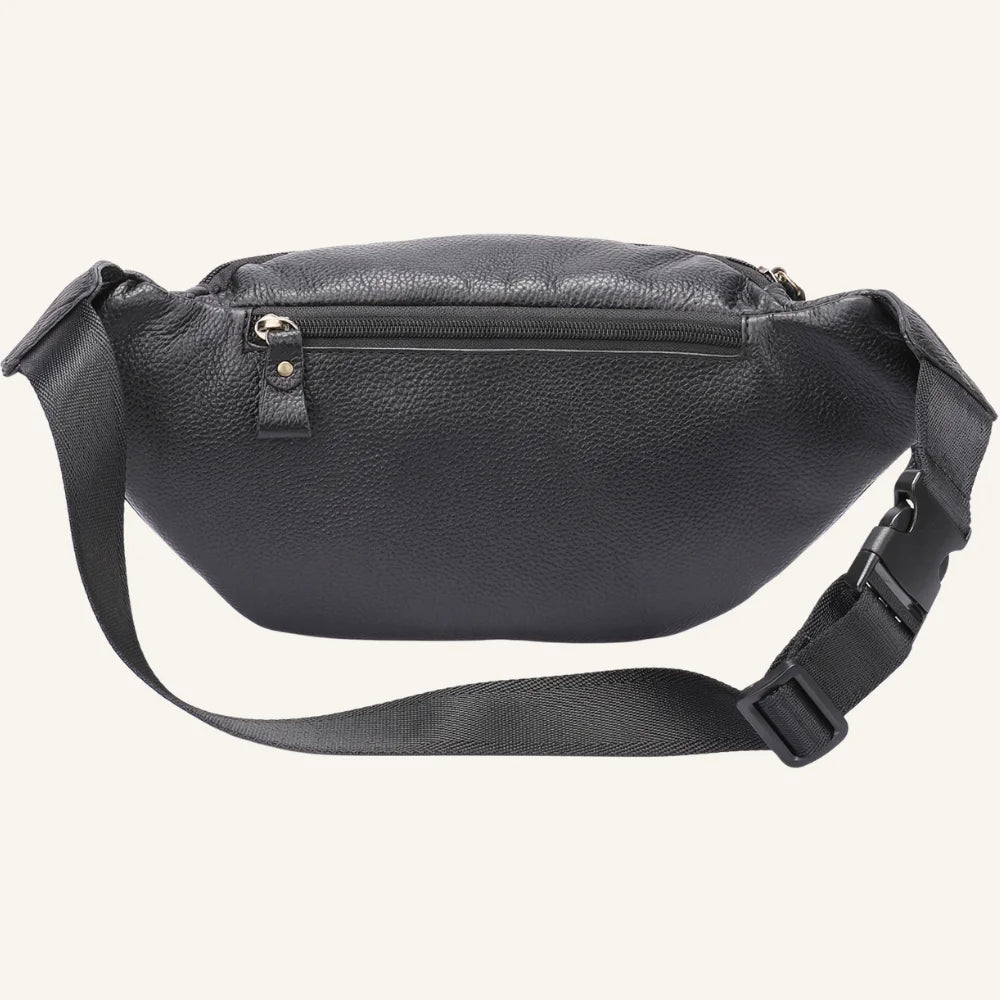 sac banane cuir noir grainé arrière
