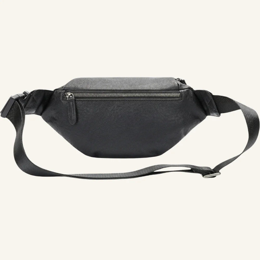 sac banane cuir noir souple arrière