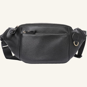 sac banane cuir noir