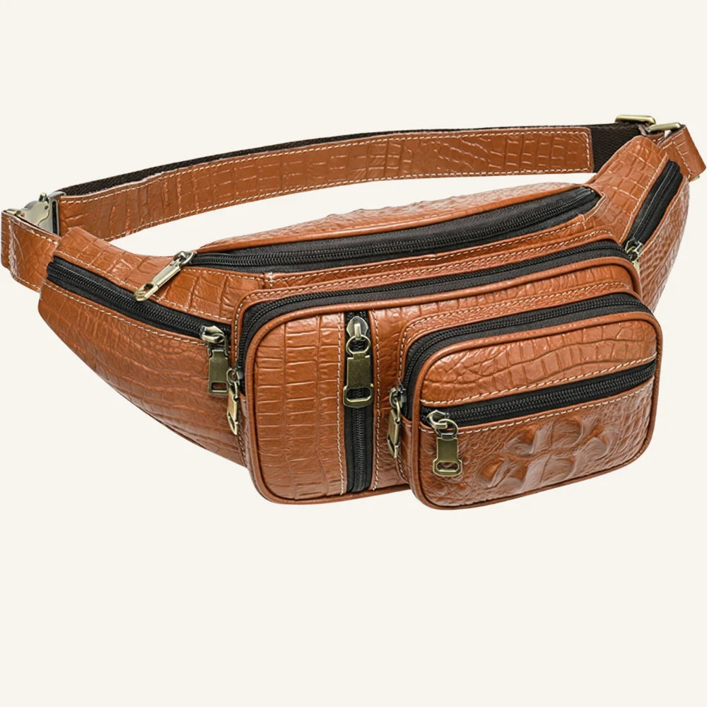 sa banane en cuir croco marron