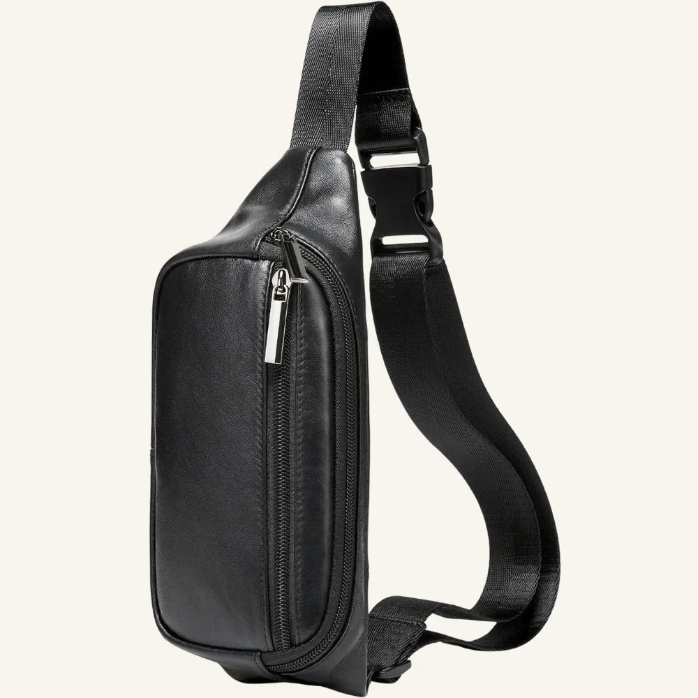 sac banane noir cuir de mouton côté