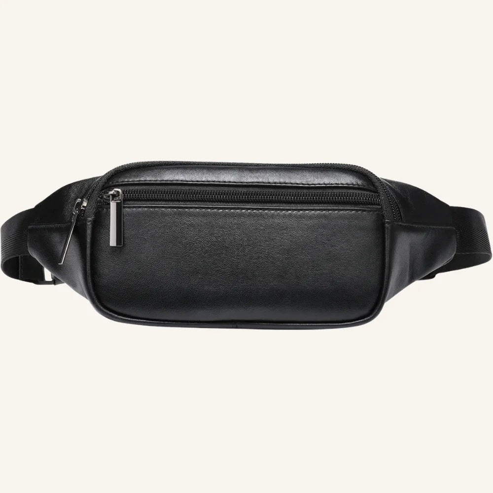 sac banane noir cuir de mouton