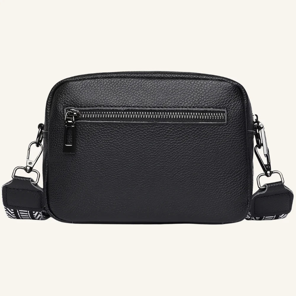 sac bandoulière cuir et pompon arrière