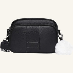 sac bandoulière cuir et pompon