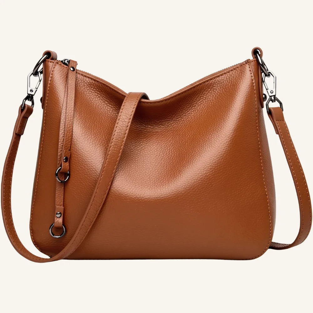Sac bandoulière cuir souple femme marron