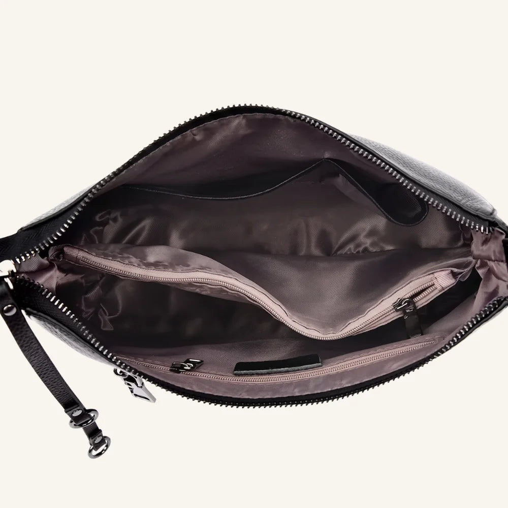 Sac bandoulière cuir souple femme ouvert