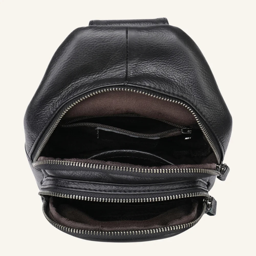 sac bandoulière homme cuir grainé dessus