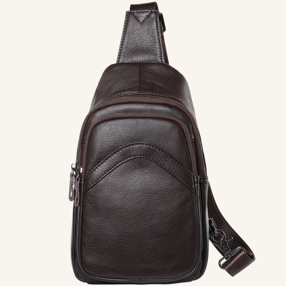 sac bandoulière homme cuir grainé marron