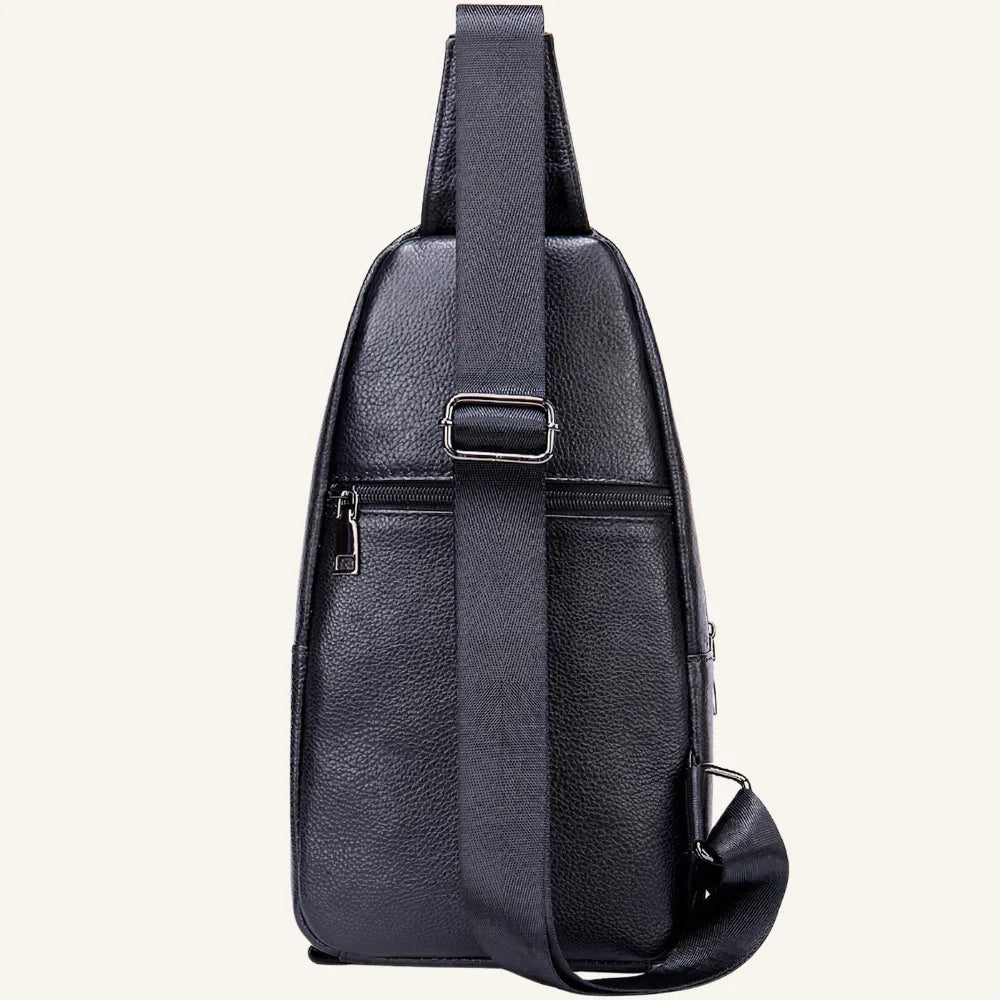 sac bandoulière homme cuir noir arrière