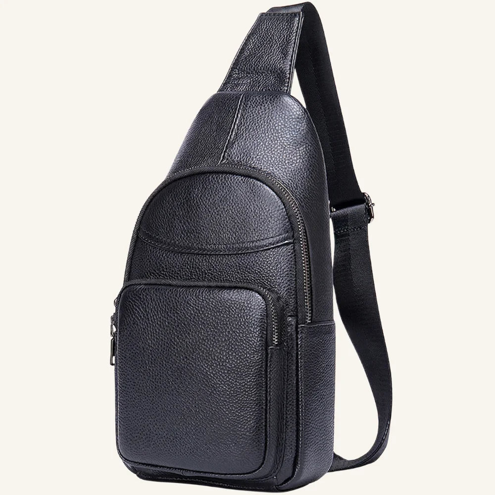sac bandoulière homme en cuir noir