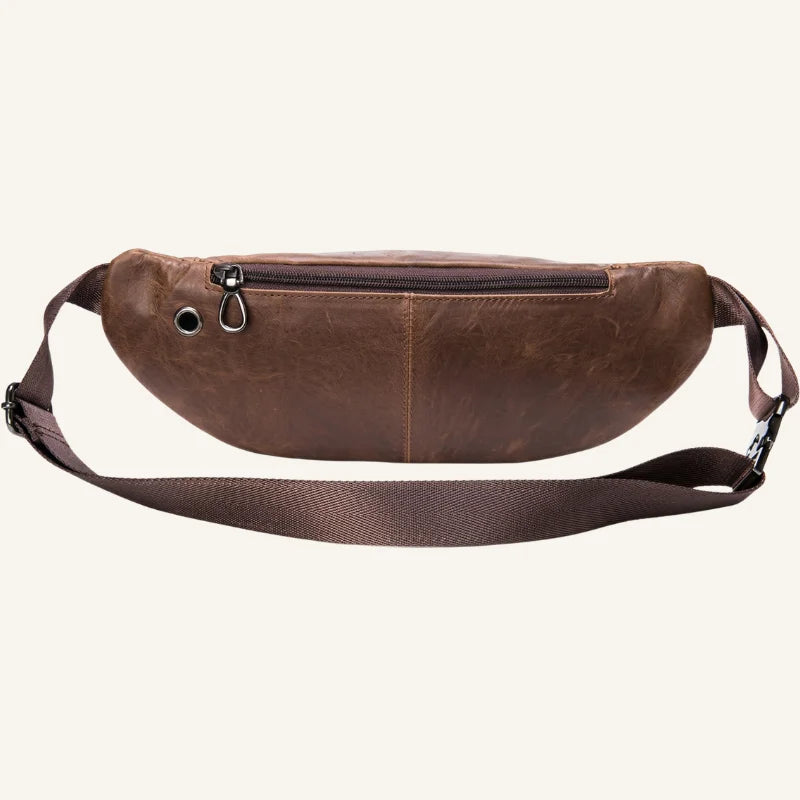 sac forme banane cuir marron arrière