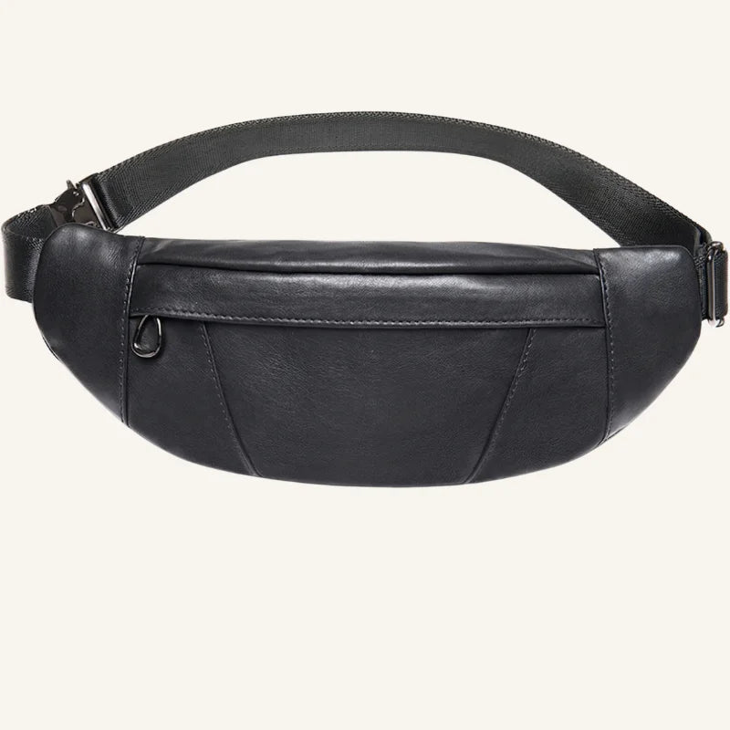 sac forme banane cuir noir